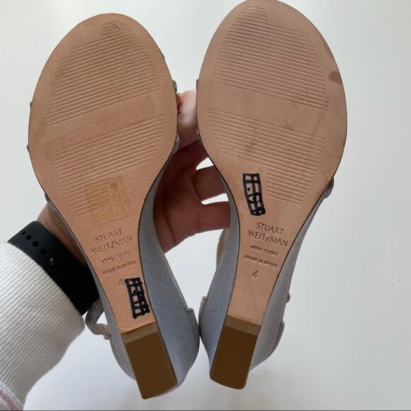 NEW Stuart Weitzman Silver Glitter Wedge Size 4 - Picture 9 of 9